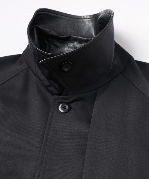 Wool Gabardine Asymmetrical Layered Balmacaan Coat