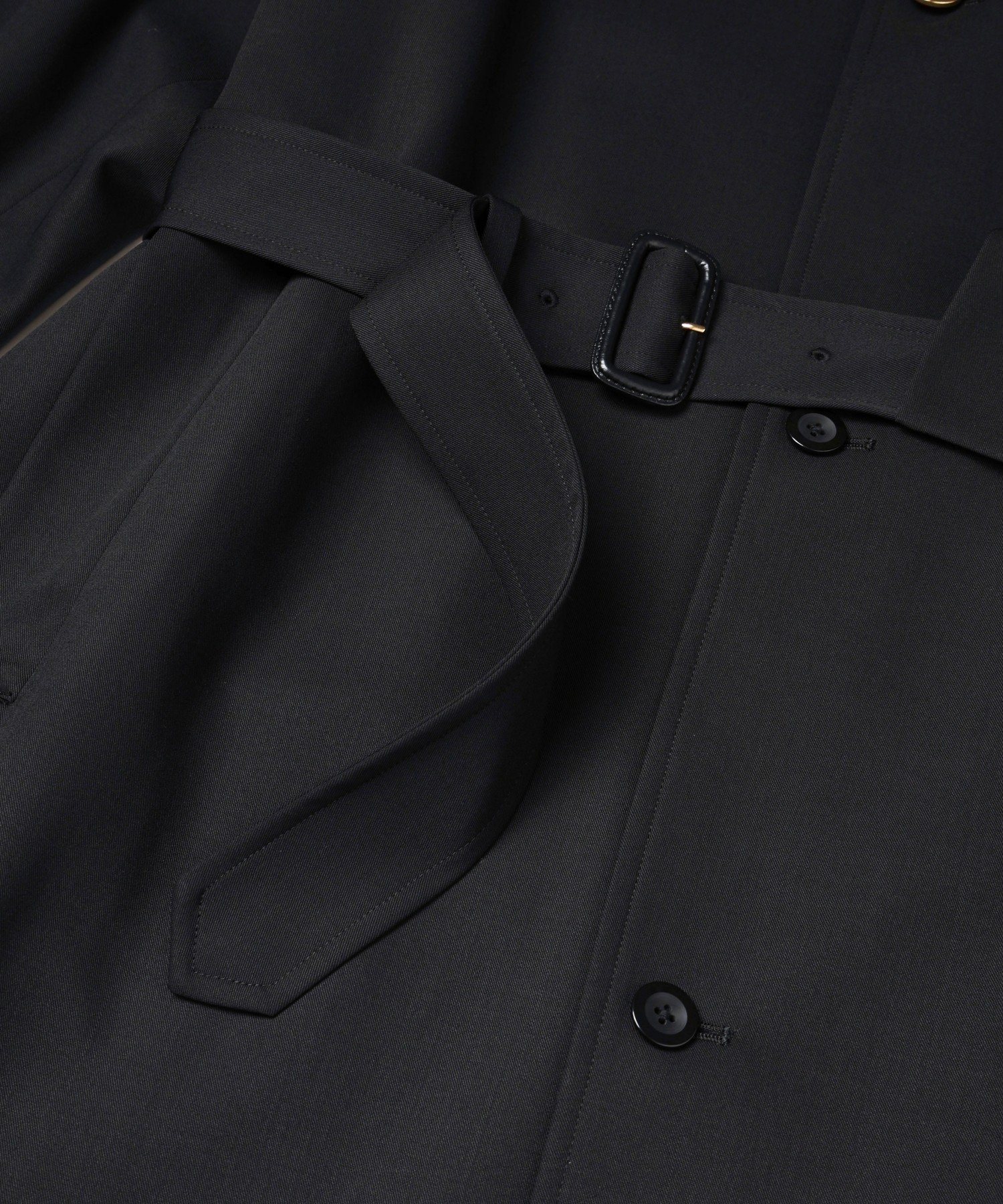 Wool Gabardine Asymmetrical Layered Balmacaan Coat