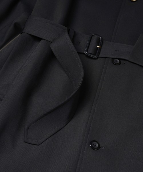 Wool Gabardine Asymmetrical Layered Balmacaan Coat