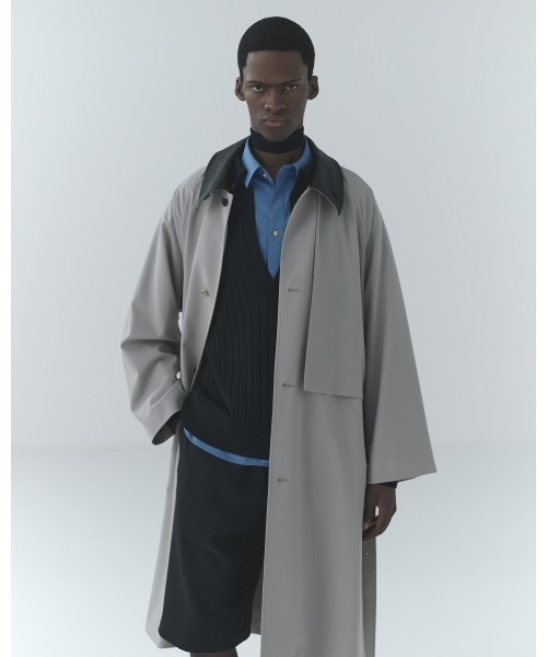 Wool Gabardine Asymmetrical Layered Balmacaan Coat