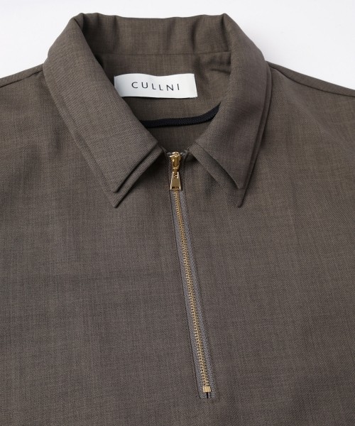 Dry Gabardine Layered collar Half Zip Shirt