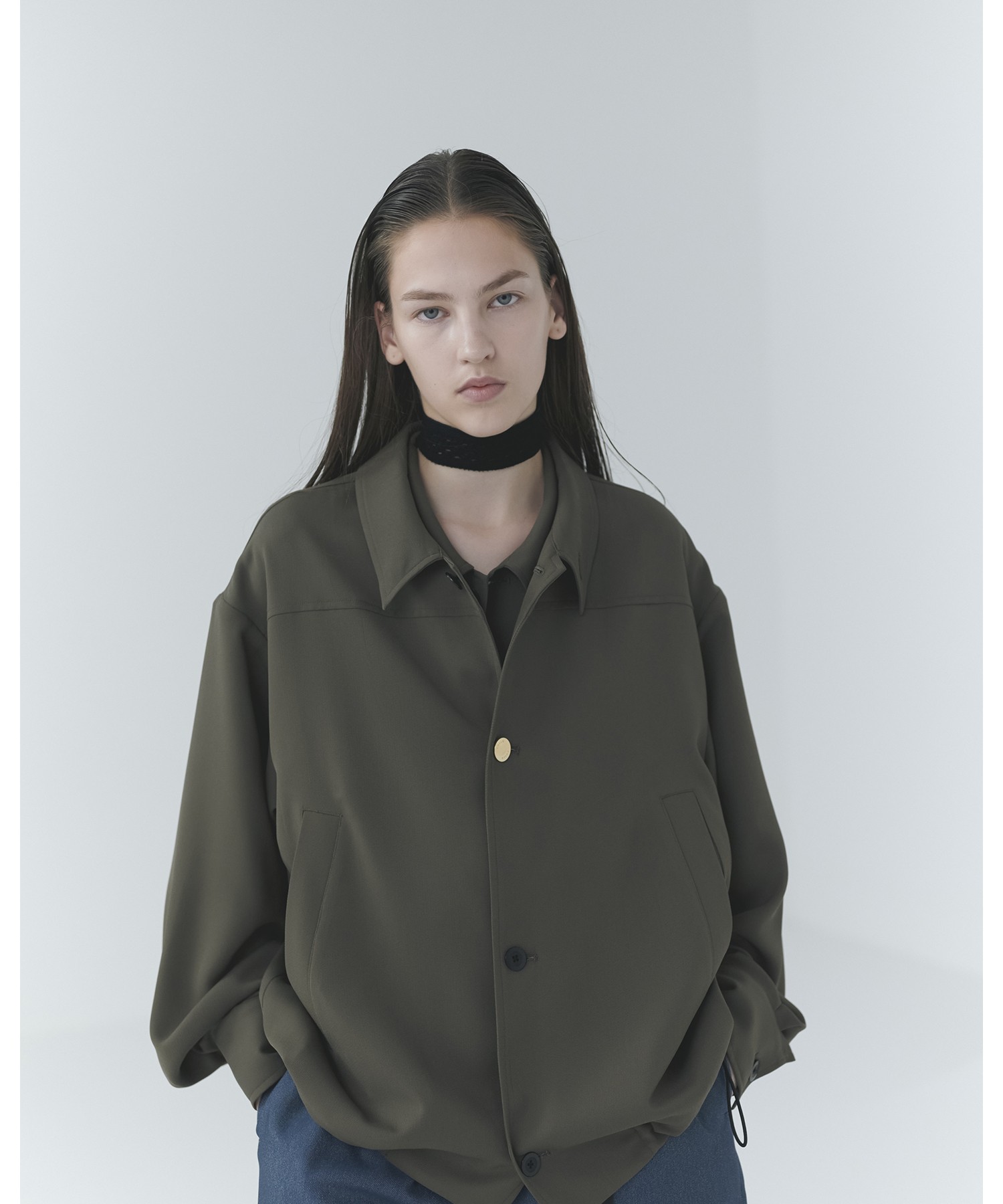 Dry Stretch Cloth Drawstring Shirt Jacket