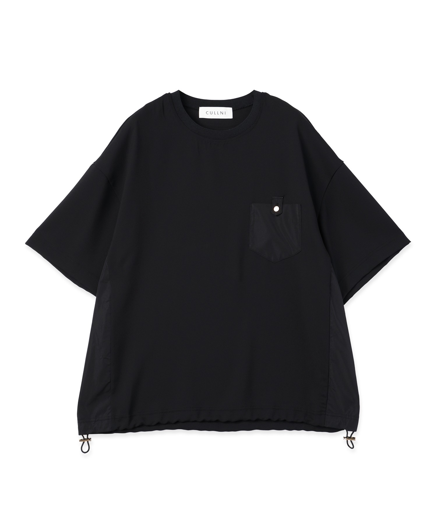Dry Stretch Cloth Contrast Panel Short Sleeve Pullover