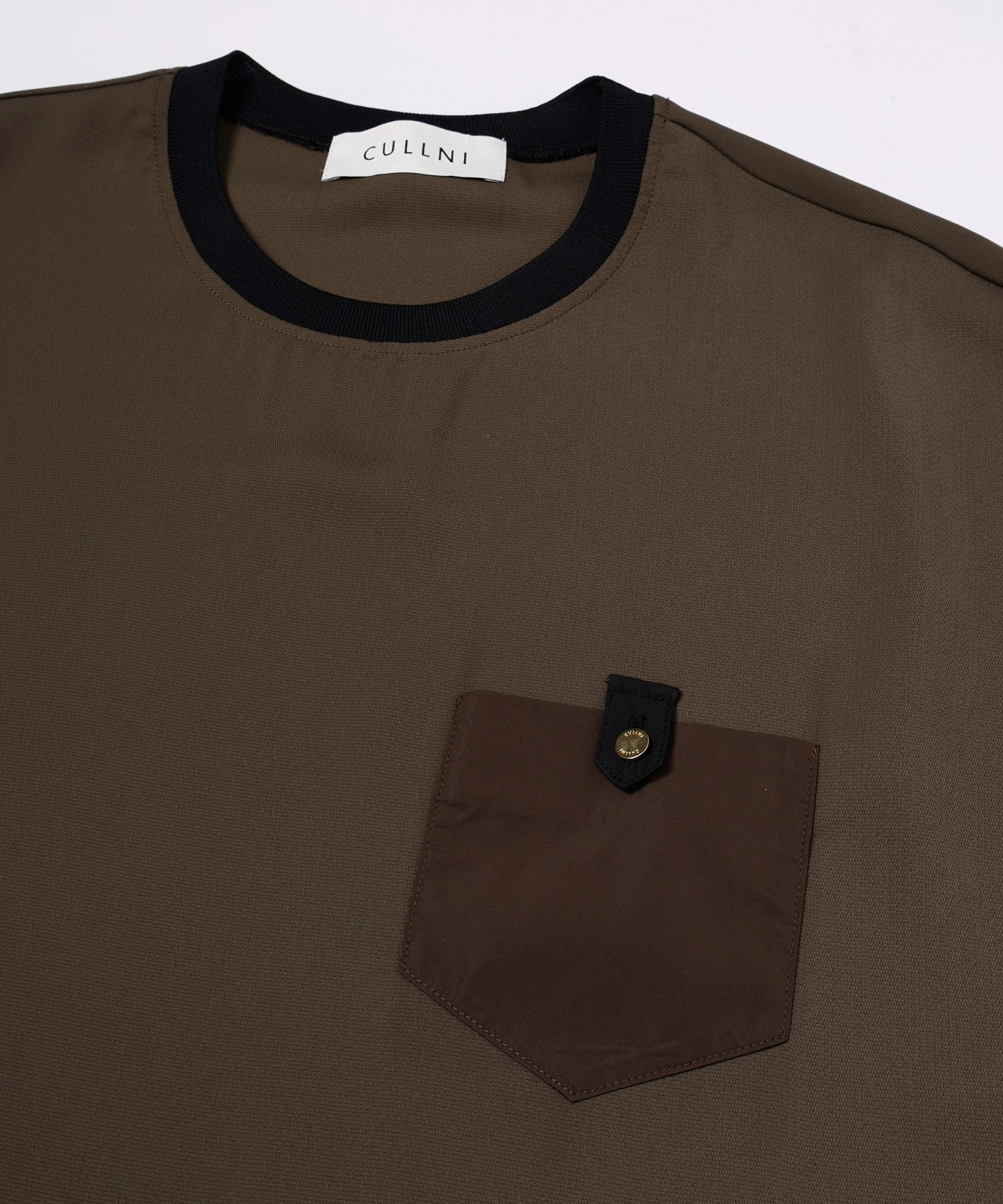 Dry Stretch Cloth Contrast Panel Short Sleeve Pullover