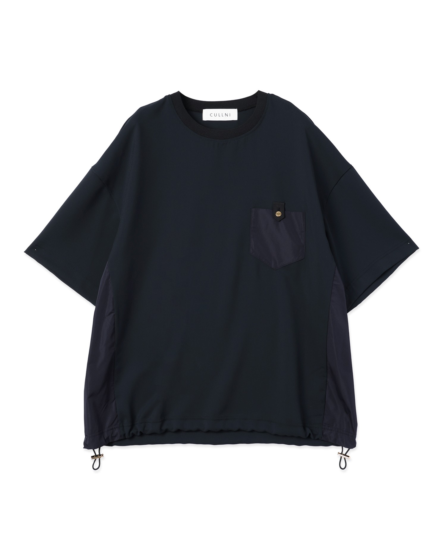 Dry Stretch Cloth Contrast Panel Short Sleeve Pullover