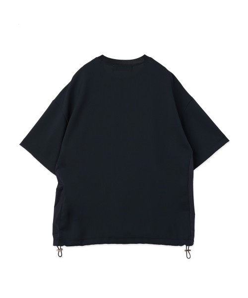 Dry Stretch Cloth Contrast Panel Short Sleeve Pullover