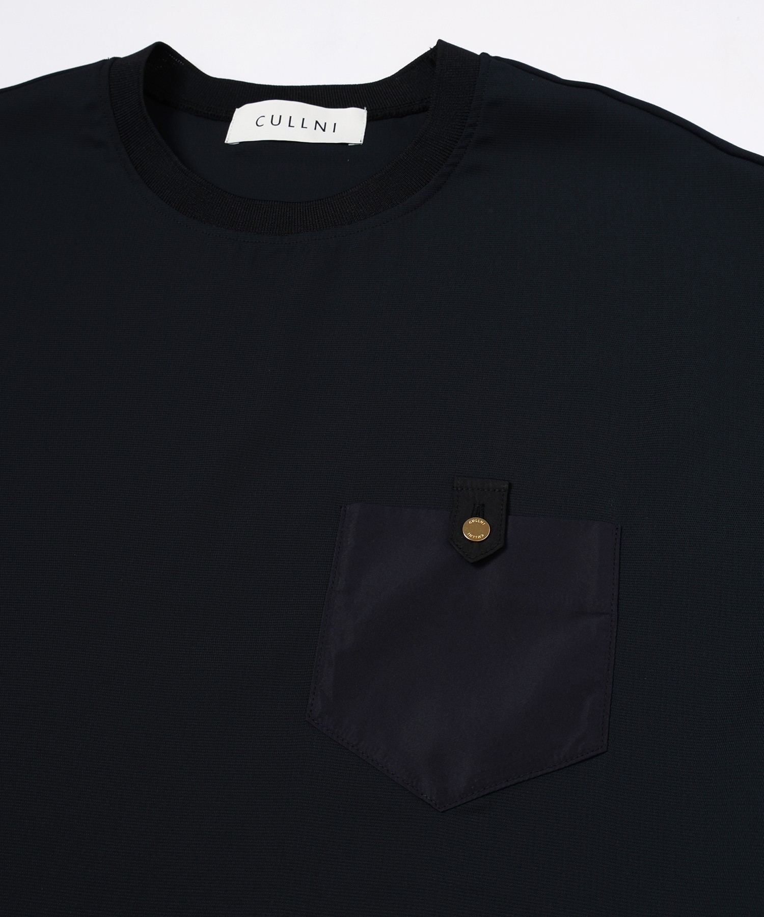 Dry Stretch Cloth Contrast Panel Short Sleeve Pullover