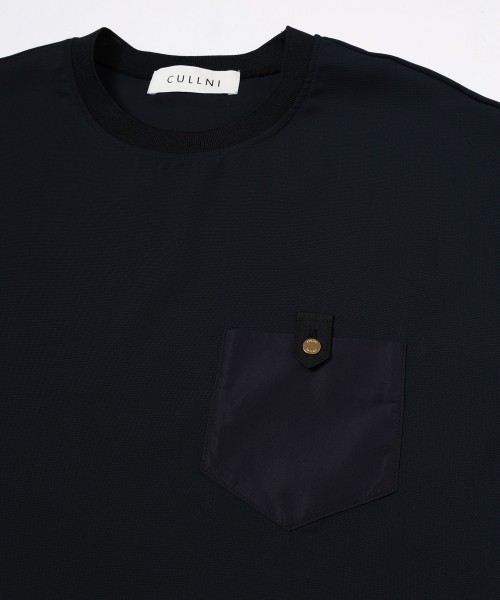 Dry Stretch Cloth Contrast Panel Short Sleeve Pullover