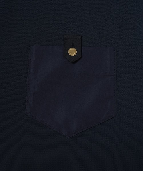 Dry Stretch Cloth Contrast Panel Short Sleeve Pullover