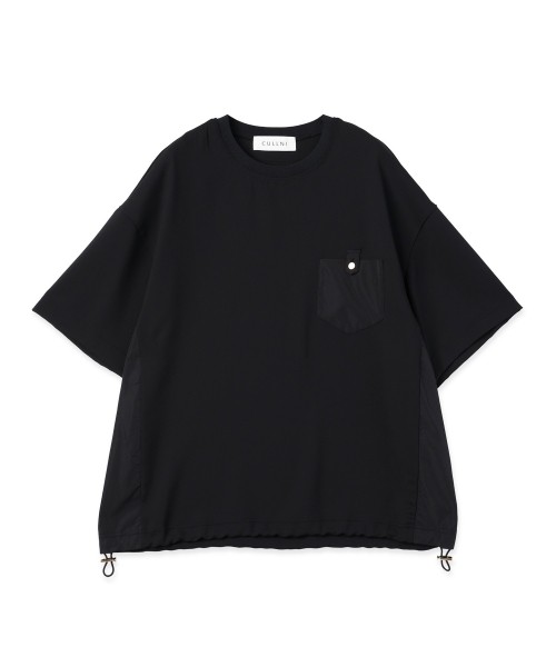 Dry Stretch Cloth Contrast Panel Short Sleeve Pullover