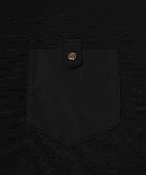 Dry Stretch Cloth Contrast Panel Short Sleeve Pullover