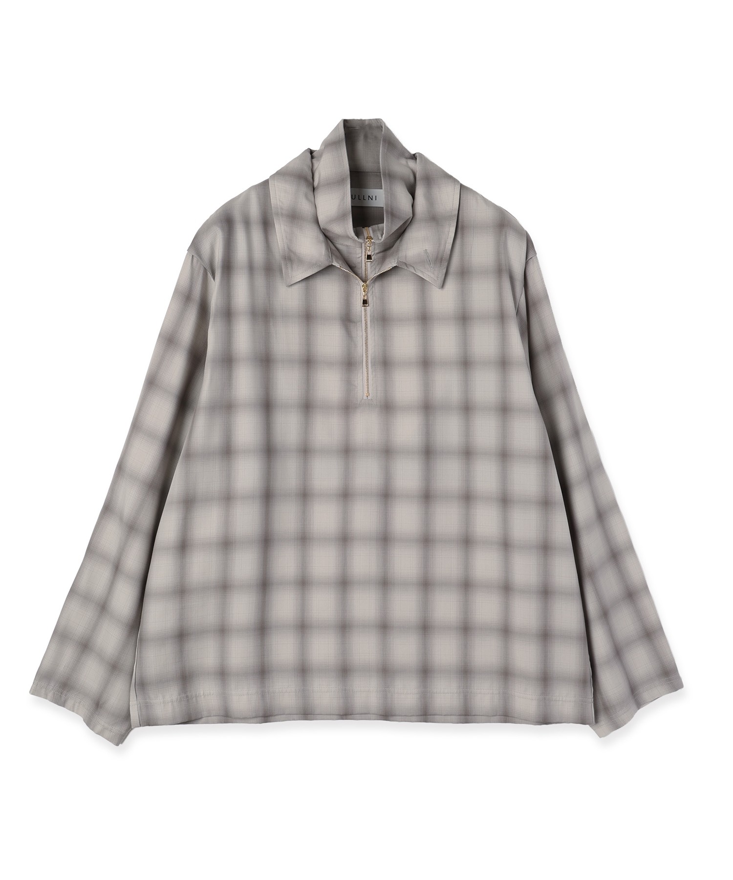 Ombre Check Half Zip Layerd Collar Pullover
