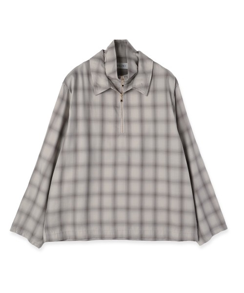 Ombre Check Half Zip Layerd Collar Pullover