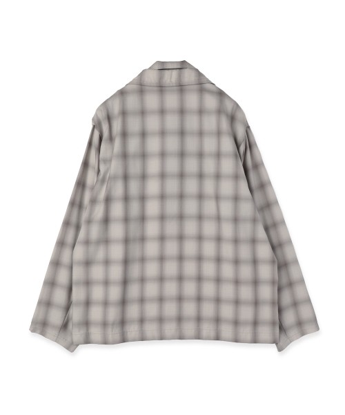 Ombre Check Half Zip Layerd Collar Pullover