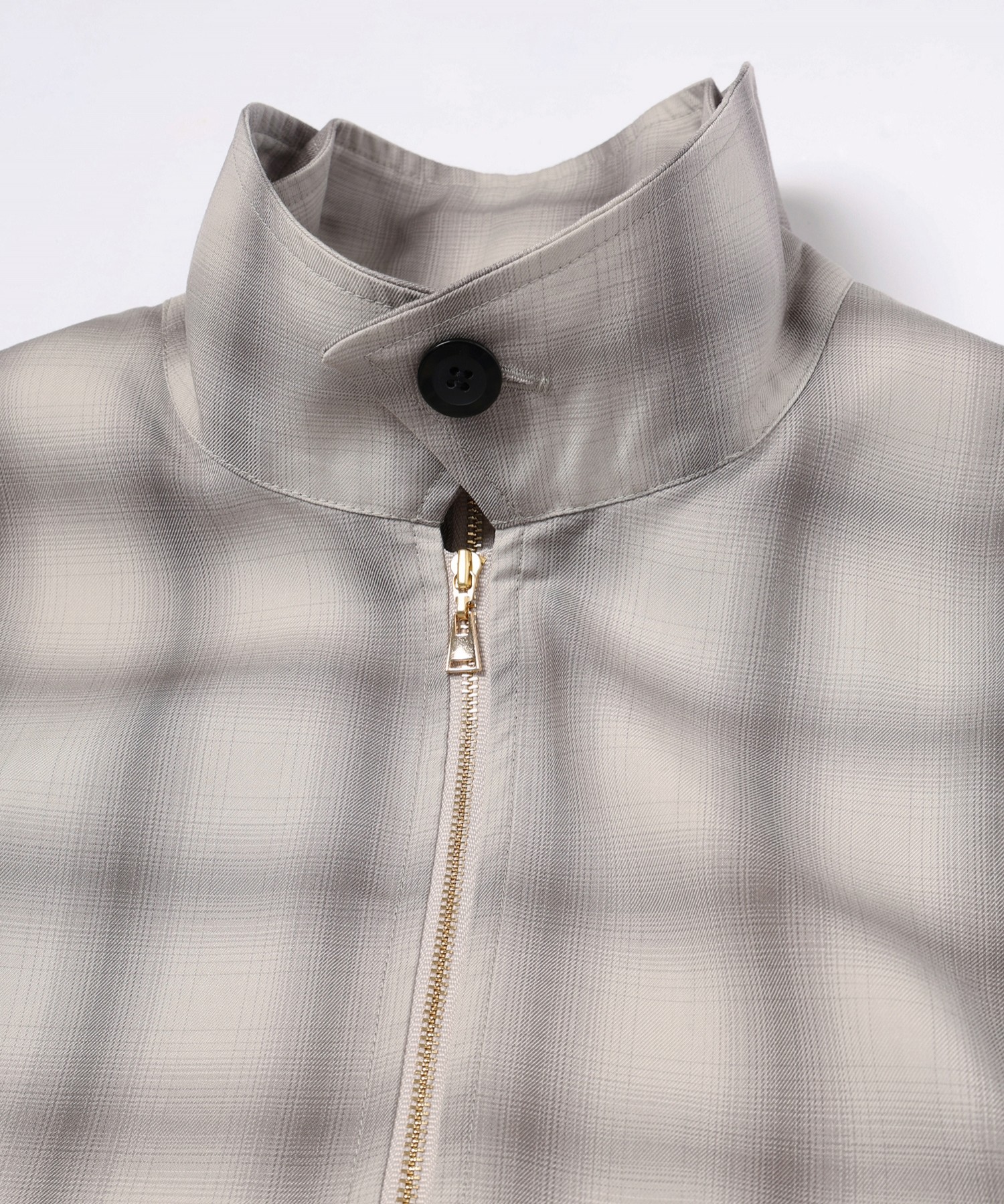 Ombre Check Half Zip Layerd Collar Pullover