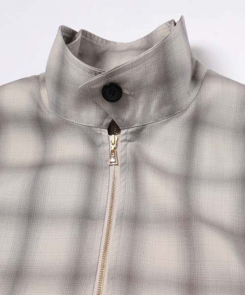 Ombre Check Half Zip Layerd Collar Pullover