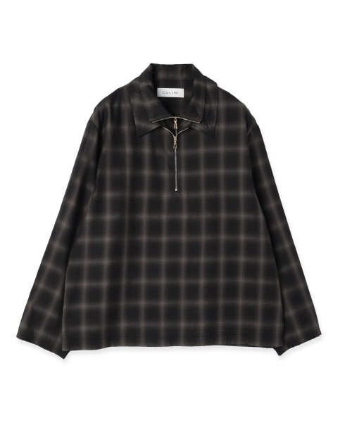 Ombre Check Half Zip Layerd Collar Pullover