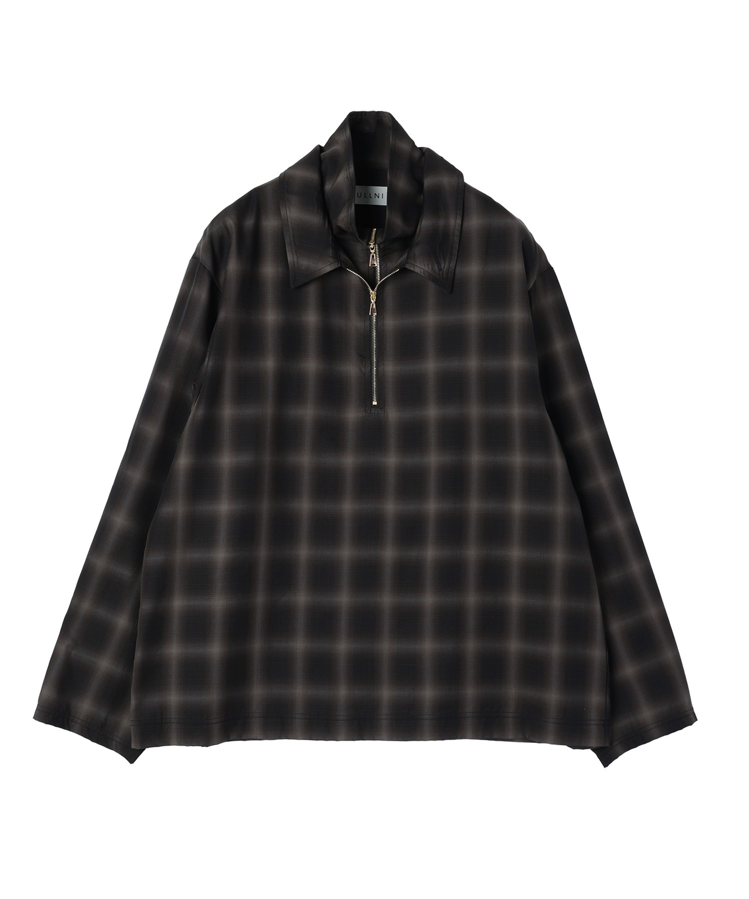 Ombre Check Half Zip Layerd Collar Pullover