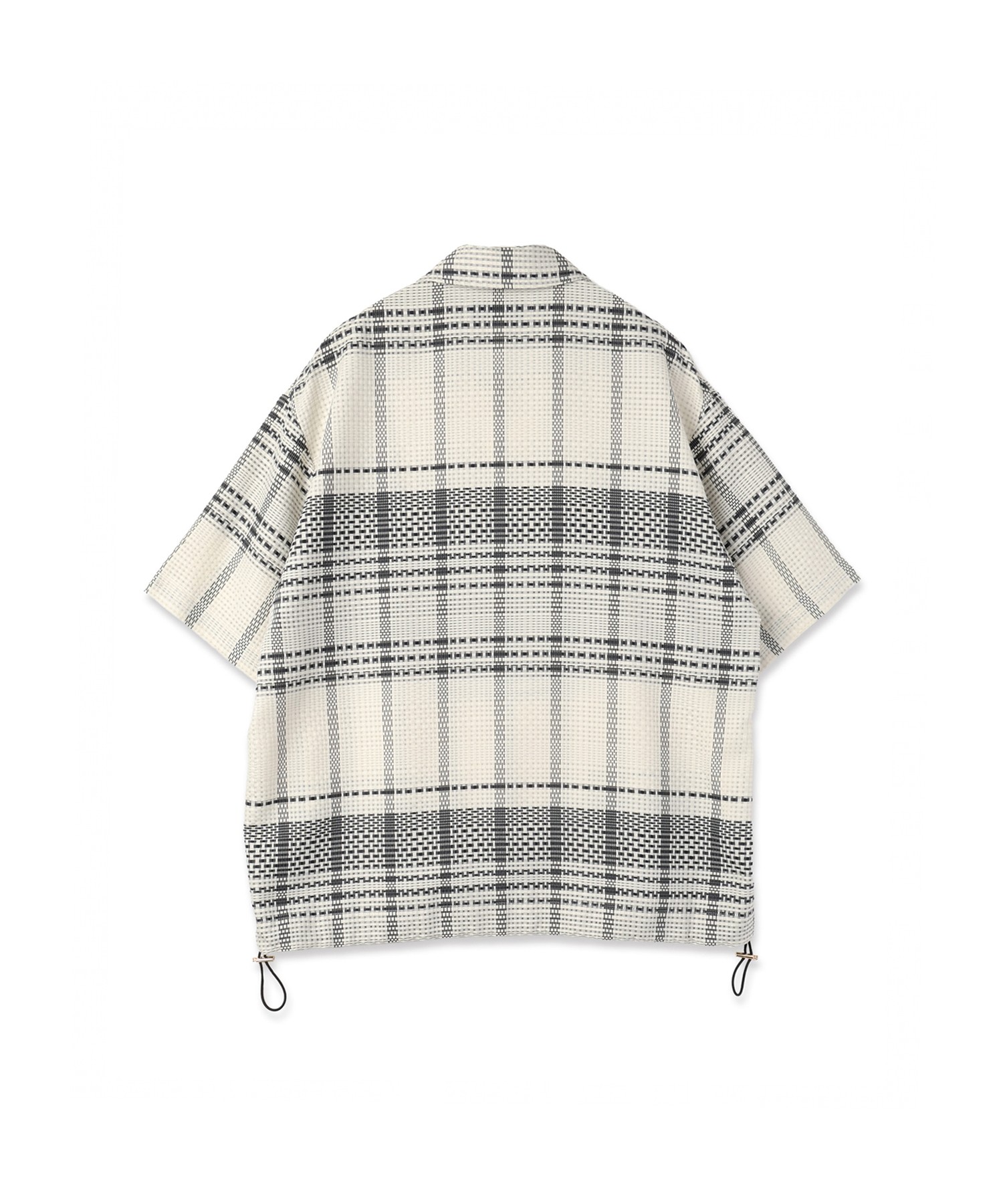 Sheer Tile Check Drawstring Short Sleeve Shirt