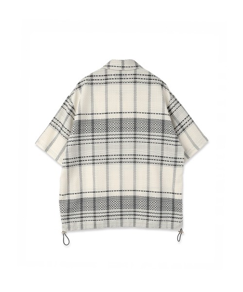 Sheer Tile Check Drawstring Short Sleeve Shirt