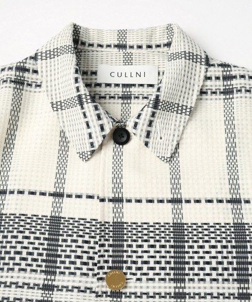 Sheer Tile Check Drawstring Short Sleeve Shirt