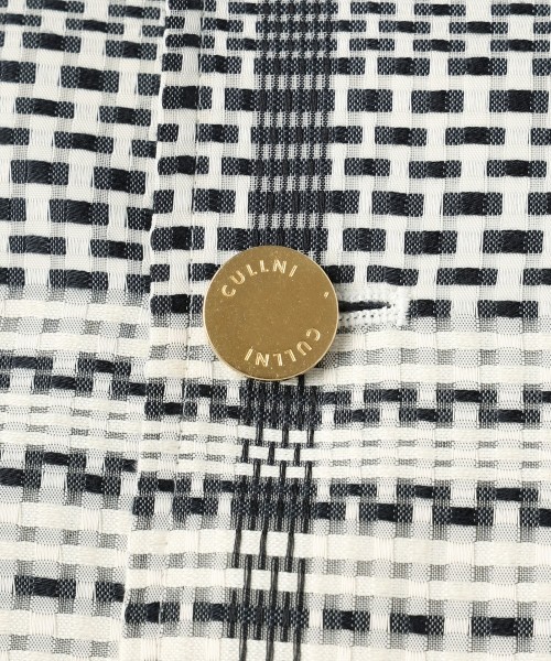 Sheer Tile Check Drawstring Short Sleeve Shirt