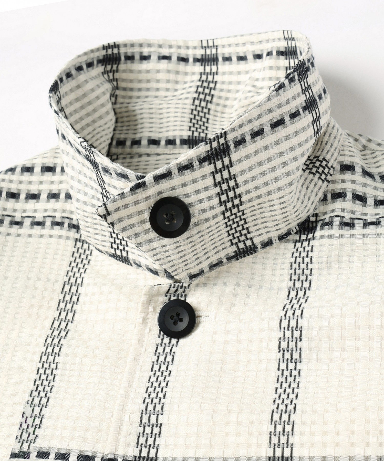 Sheer Tile Check Drawstring Short Sleeve Shirt