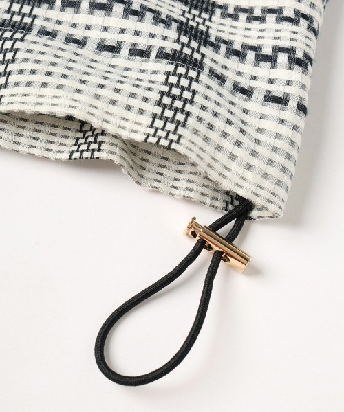 Sheer Tile Check Drawstring Short Sleeve Shirt