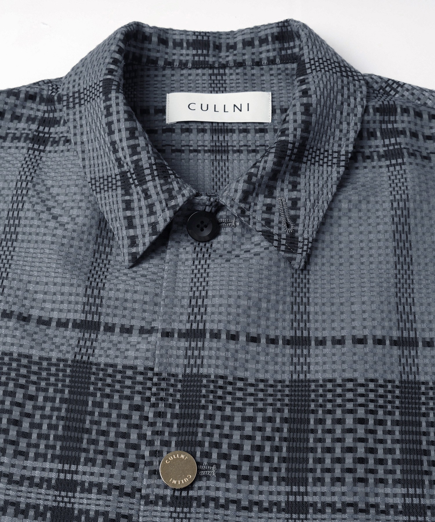 Sheer Tile Check Drawstring Short Sleeve Shirt