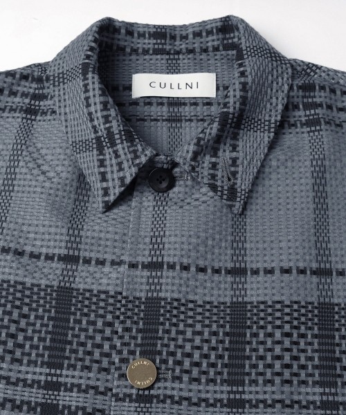 Sheer Tile Check Drawstring Short Sleeve Shirt