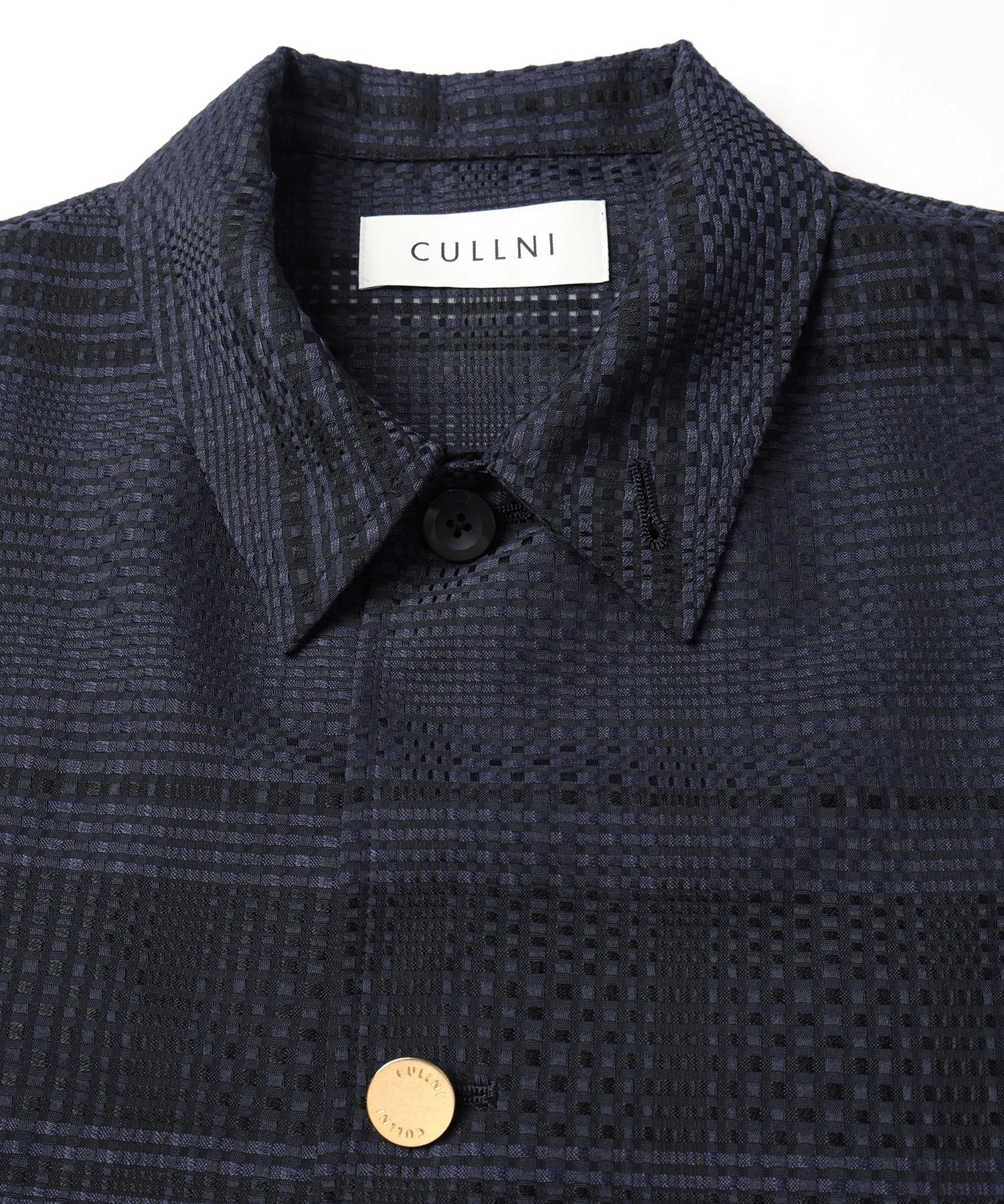 Sheer Tile Check Drawstring Short Sleeve Shirt