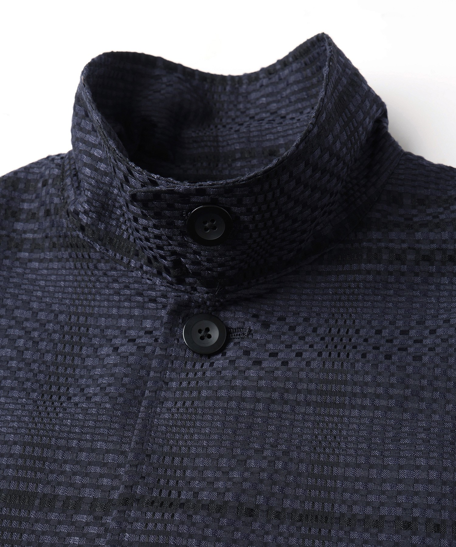 Sheer Tile Check Drawstring Short Sleeve Shirt