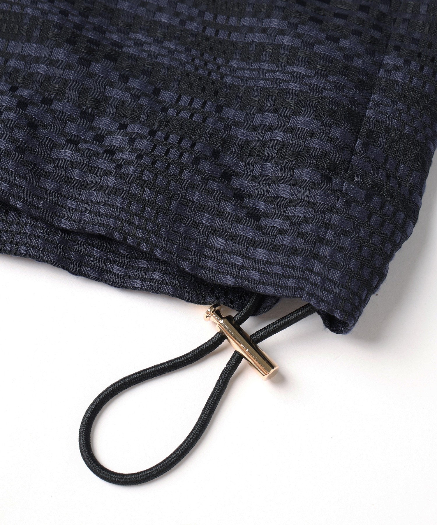 Sheer Tile Check Drawstring Short Sleeve Shirt