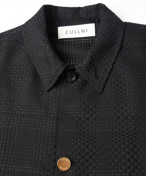 Sheer Tile Check Drawstring Short Sleeve Shirt