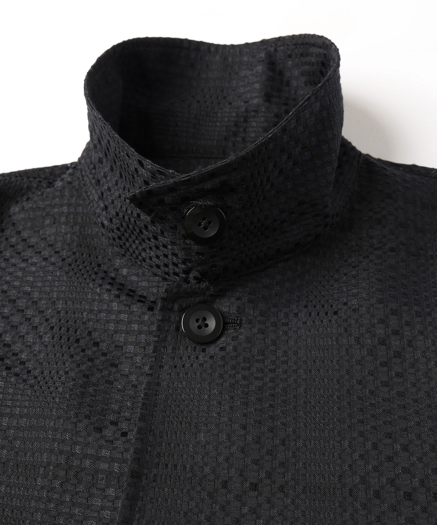 Sheer Tile Check Drawstring Short Sleeve Shirt