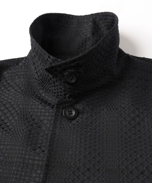 Sheer Tile Check Drawstring Short Sleeve Shirt