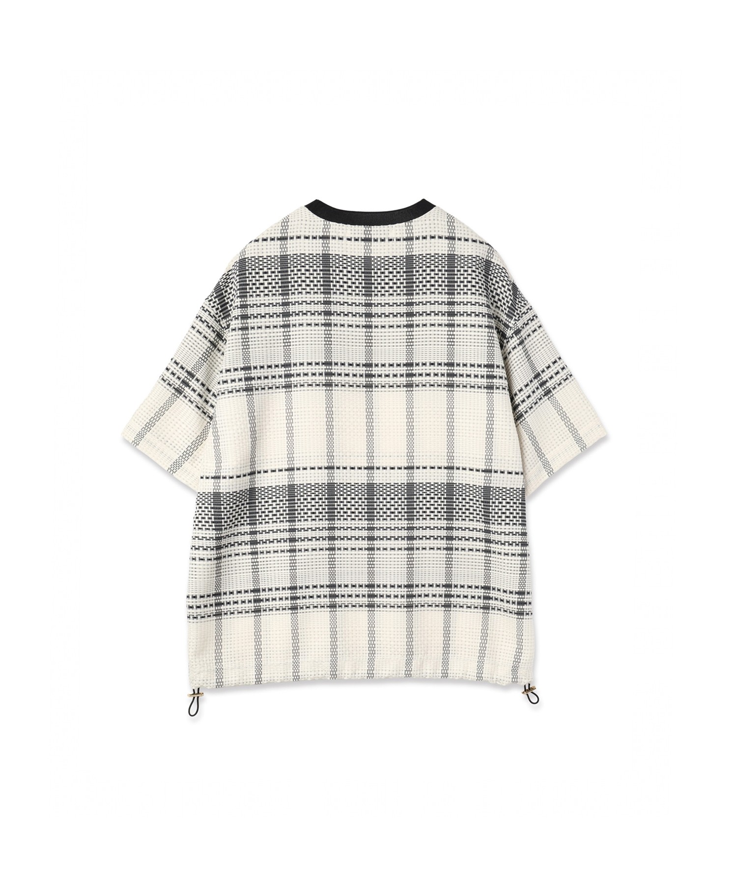 Sheer Tile Check Drawstring Short Sleeve Pullover