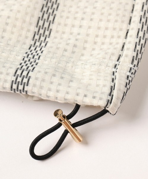 Sheer Tile Check Drawstring Short Sleeve Pullover