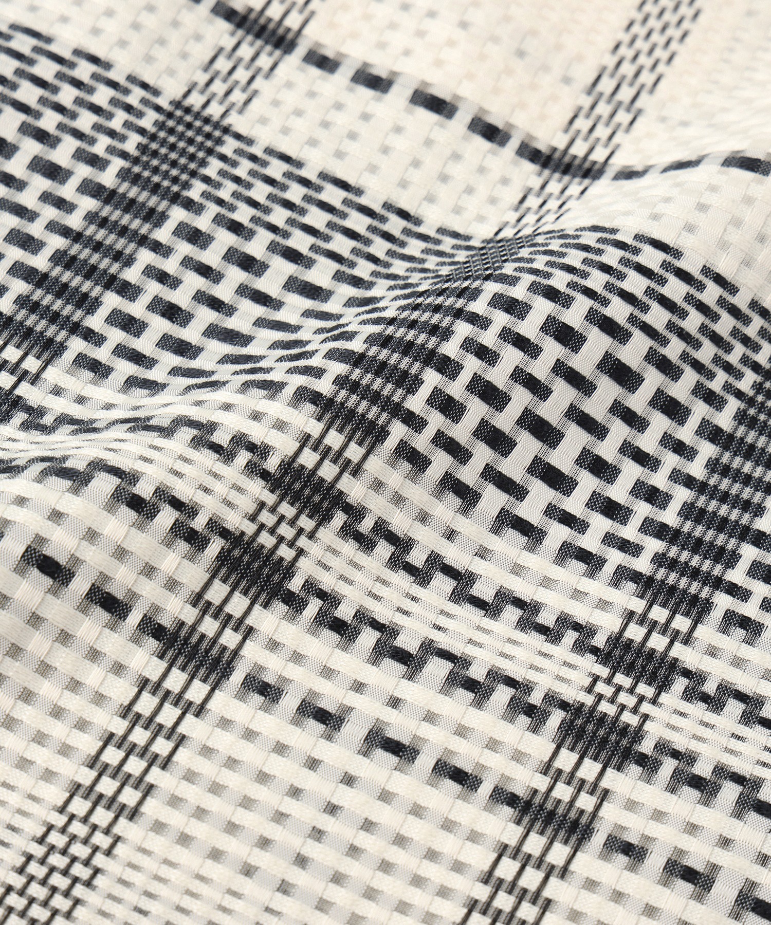 Sheer Tile Check Drawstring Short Sleeve Pullover