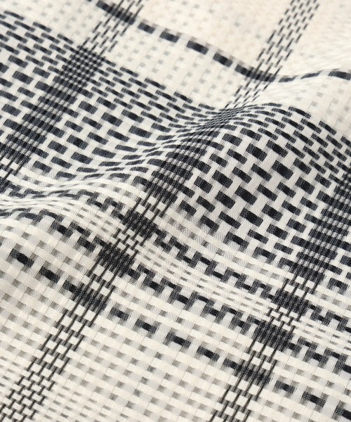 Sheer Tile Check Drawstring Short Sleeve Pullover