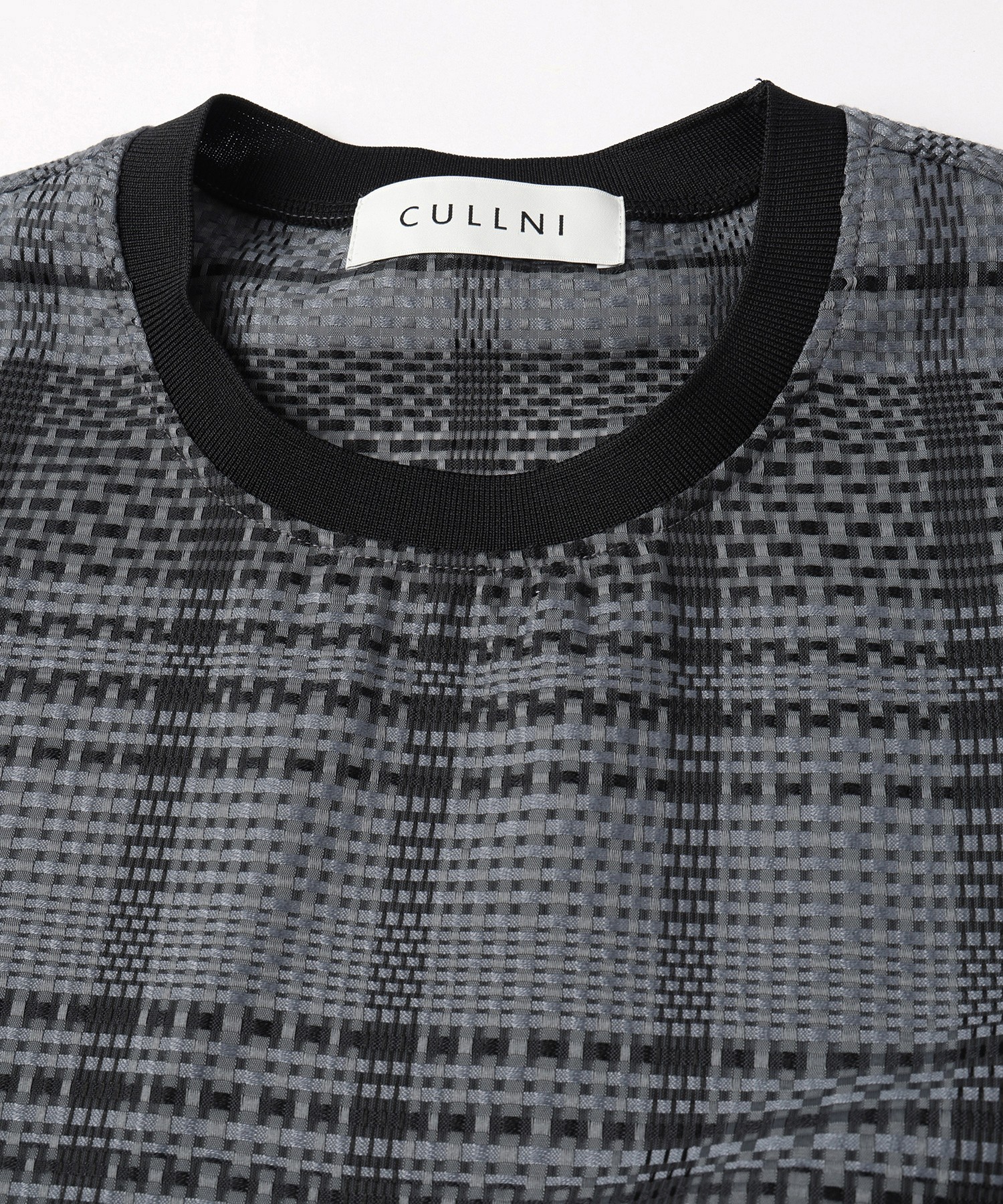 Sheer Tile Check Drawstring Short Sleeve Pullover