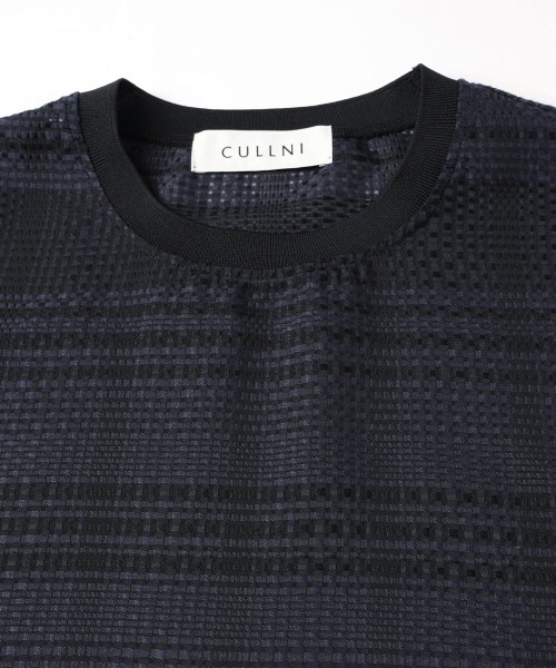 Sheer Tile Check Drawstring Short Sleeve Pullover