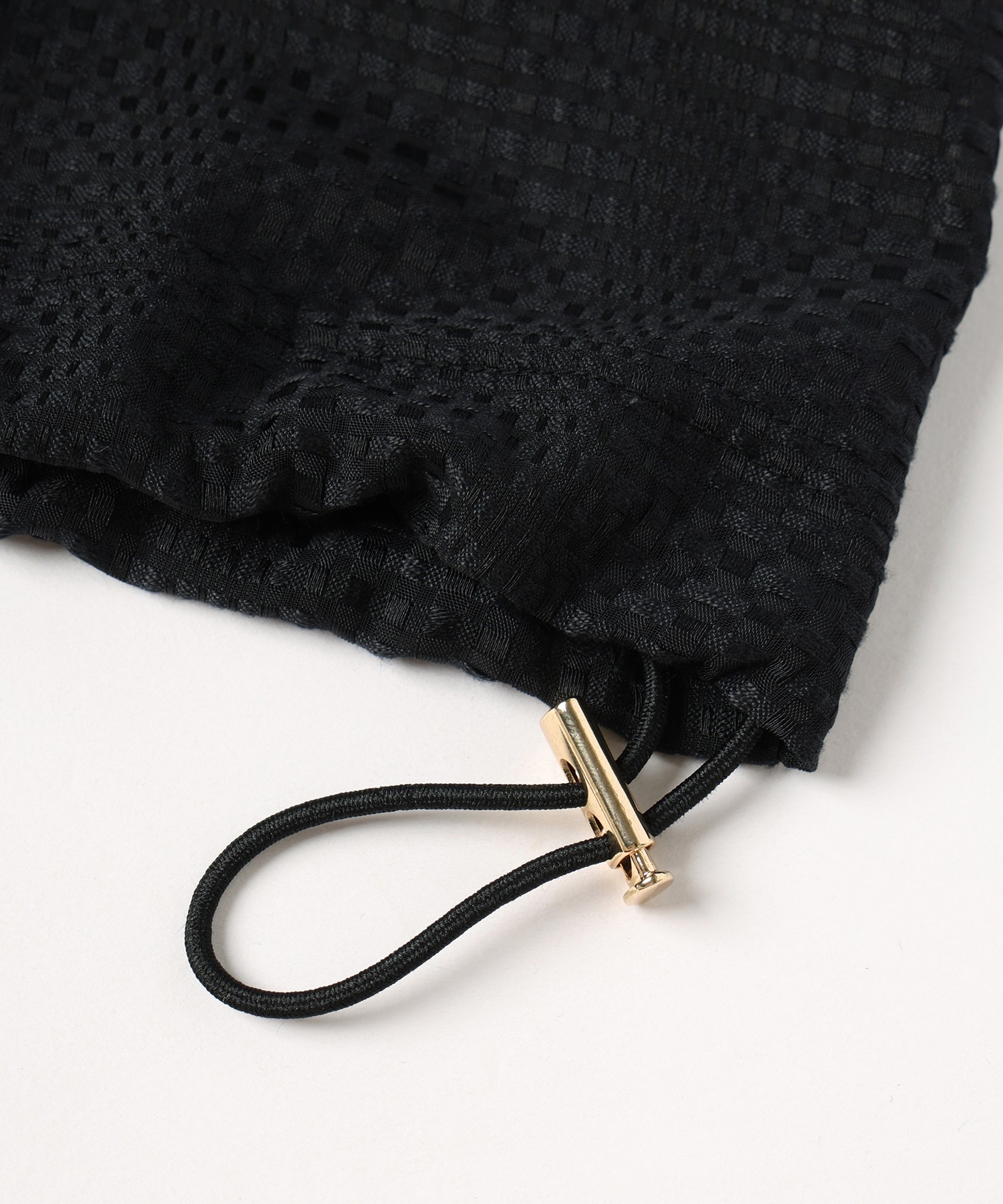 Sheer Tile Check Drawstring Short Sleeve Pullover