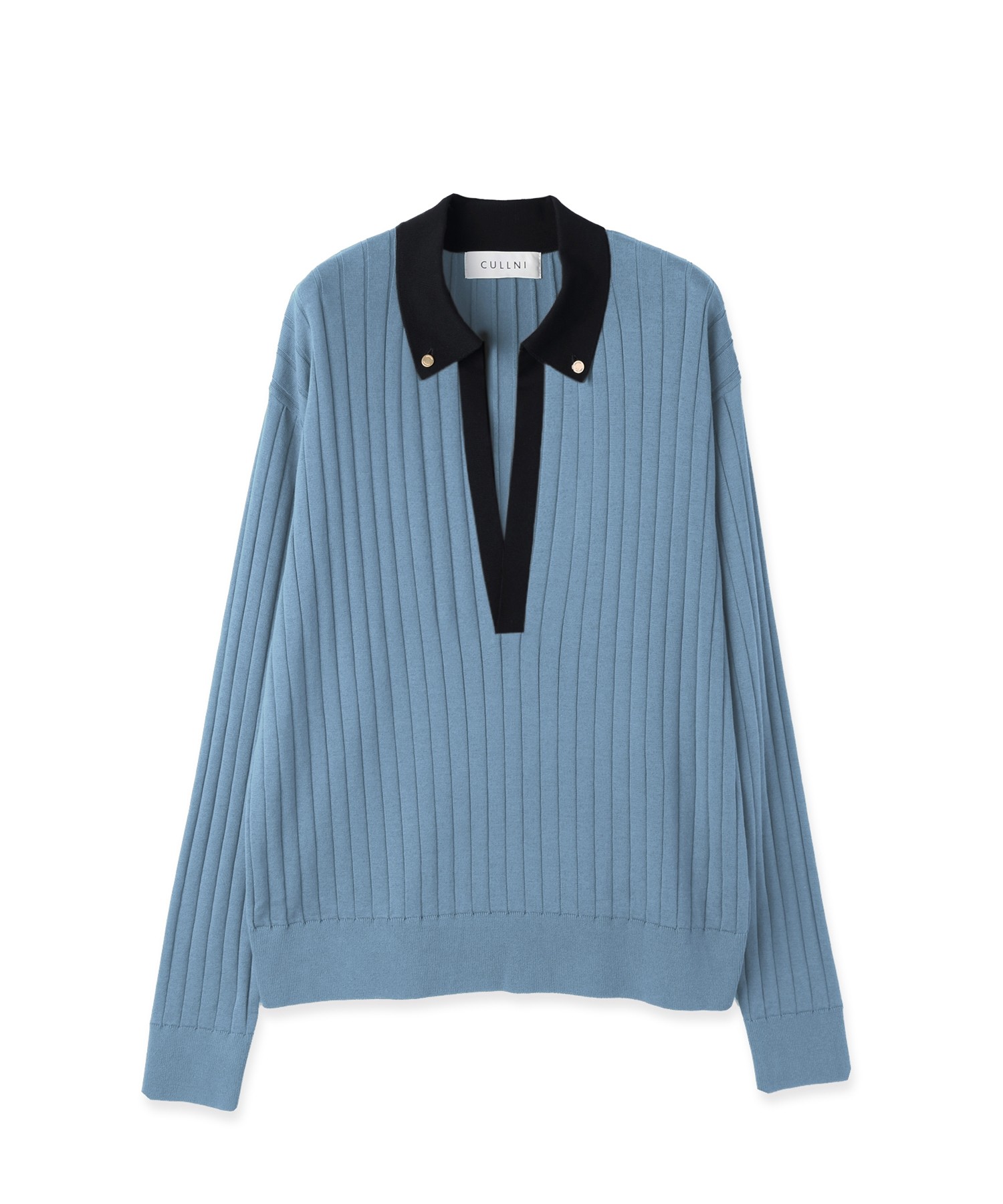 Wide Rib Skipper Collar Knit Pullover