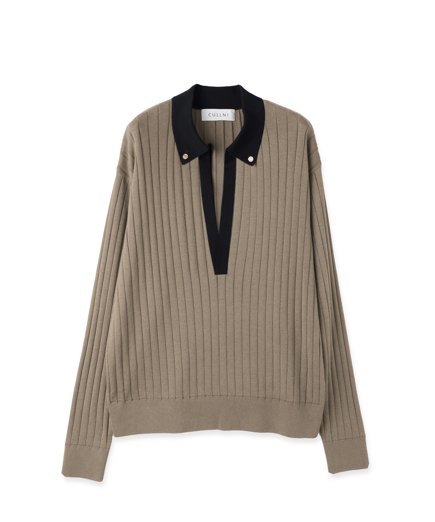 Wide Rib Skipper Collar Knit Pullover