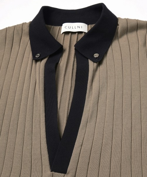 Wide Rib Skipper Collar Knit Pullover