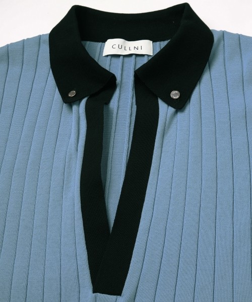 Wide Rib Skipper Collar Knit Pullover