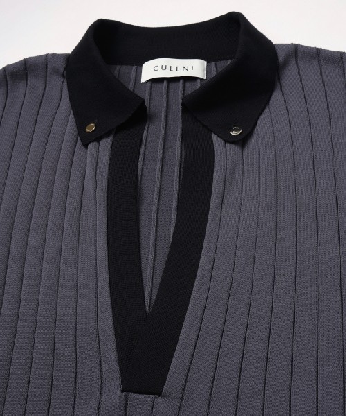 Wide Rib Skipper Collar Knit Pullover