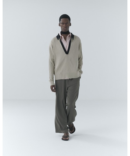 Wide Rib Skipper Collar Knit Pullover