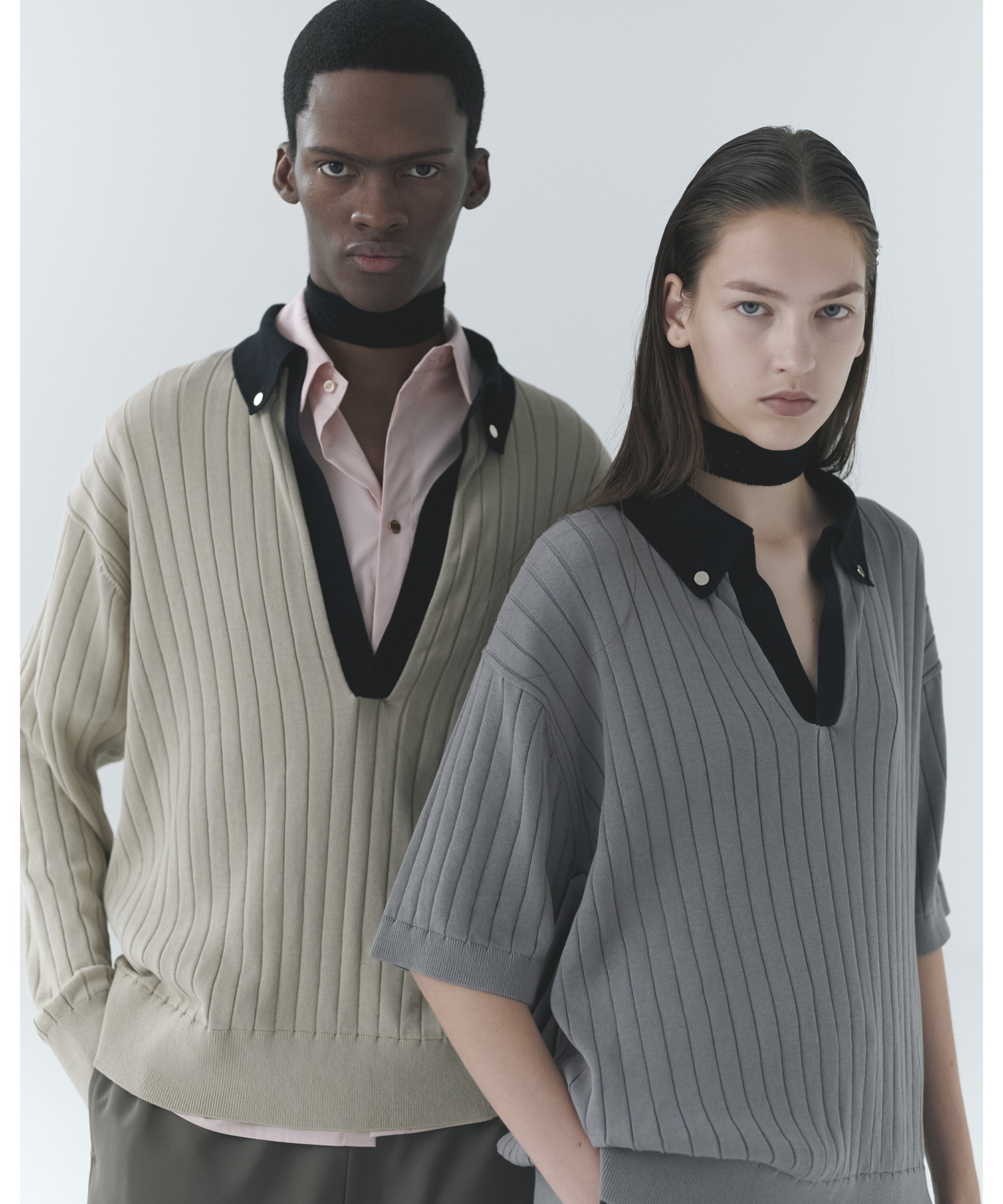 Wide Rib Skipper Collar Knit Pullover